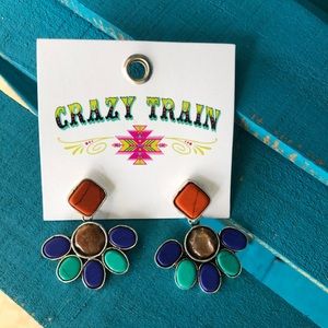Crazy Train half blossom stoned earrings
